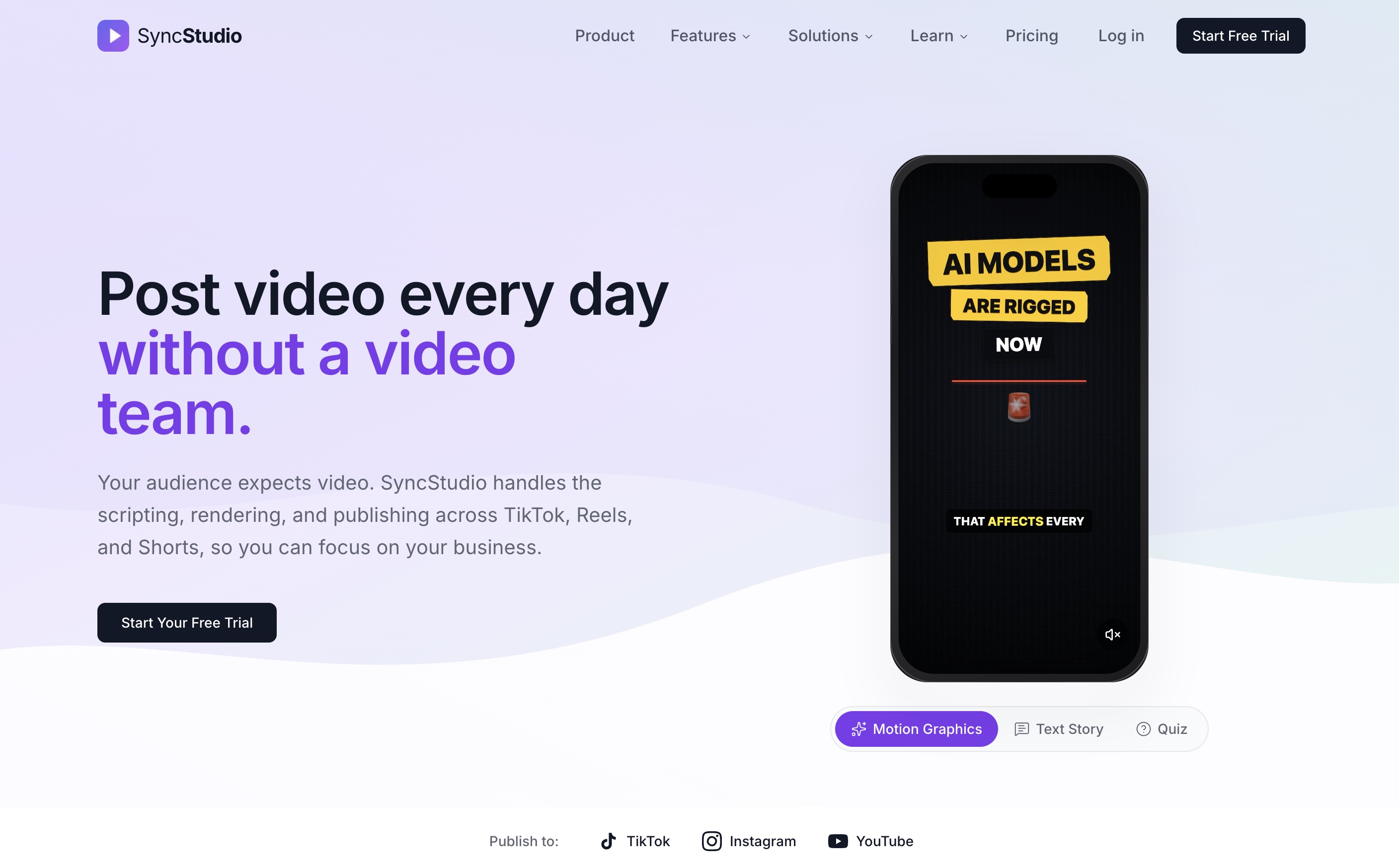 SyncStudio dashboard